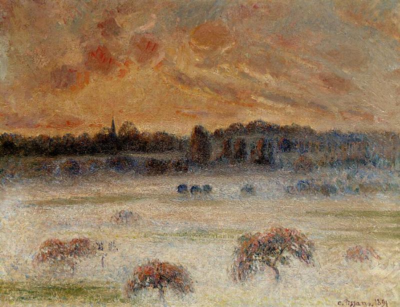 Sunset with Fog, Eragny - Camille Pissarro Paintings
